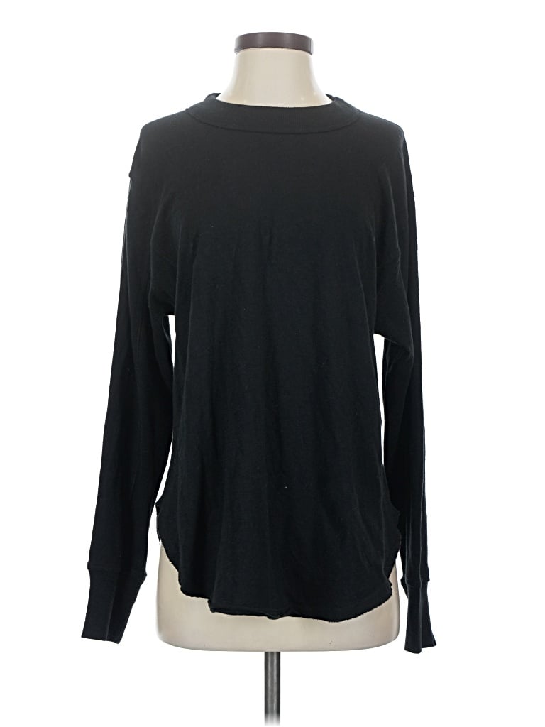 Aerie Long Sleeve Top Black Crew Neck Tops