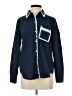 Glam Chevron-herringbone Blue Long Sleeve Blouse Size S - photo 1