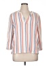 Caslon 100% Cotton Stripes White 3/4 Sleeve Blouse Size XL - photo 1