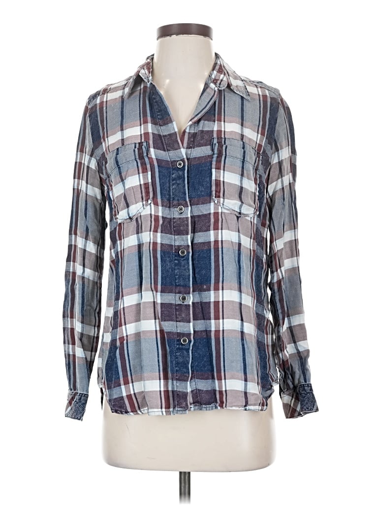 Pre-owned Kut From The Kloth Long Sleeve Polo Shirt In Blue
