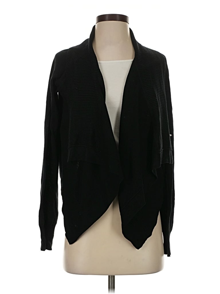 Pre-owned Bcbgmaxazria Silk Cardigan Sweater In Black