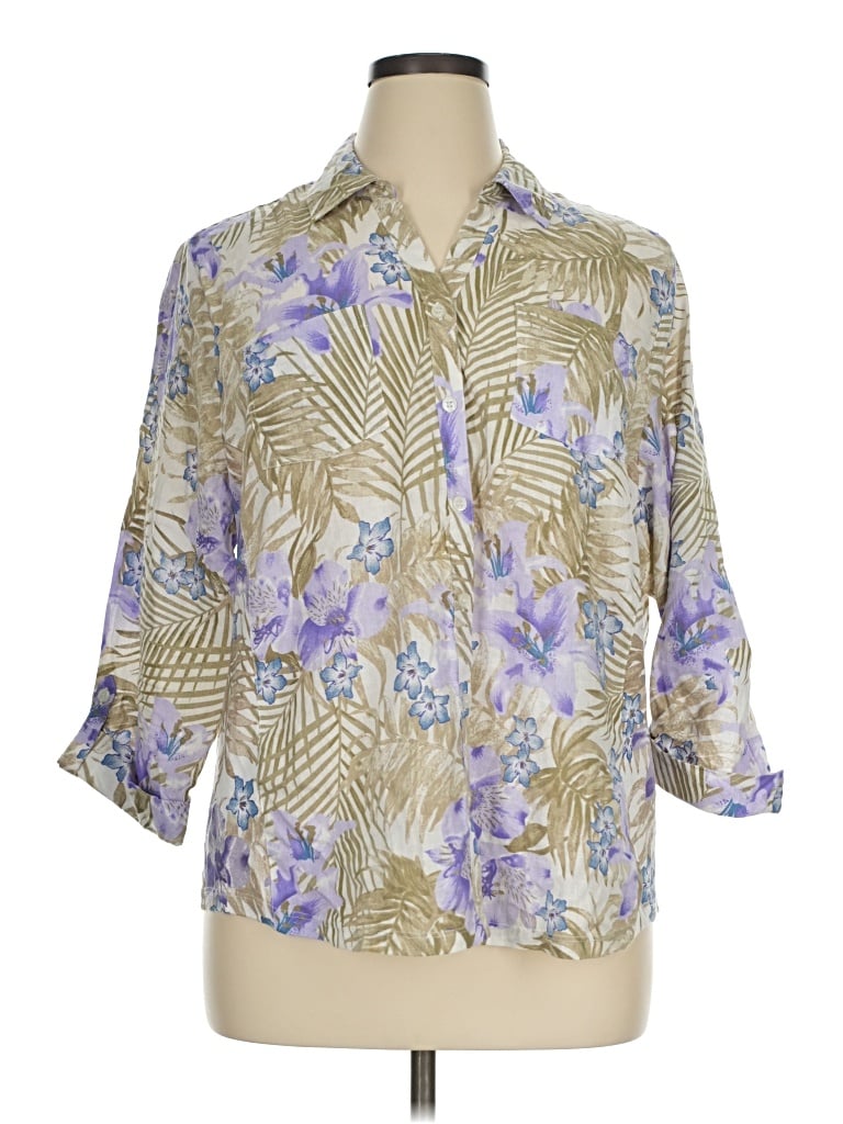 Pre-owned Emily Daniels 3/4 Sleeve Blouse In Purple