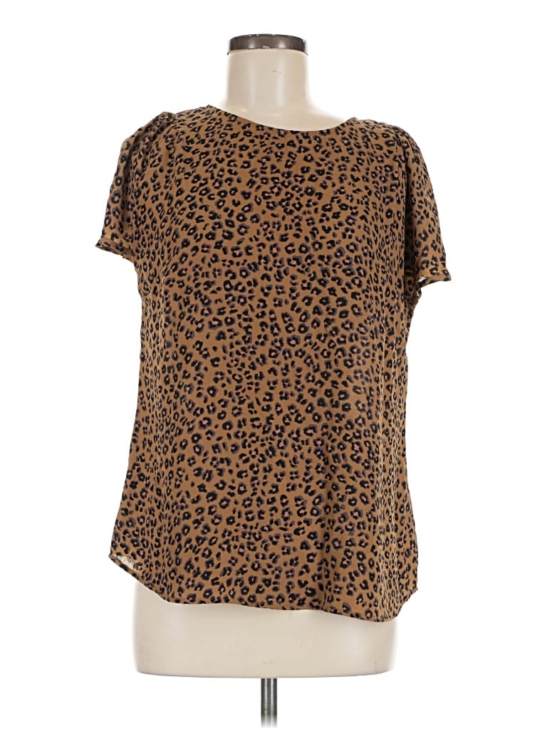 Pre-owned Cece Short Sleeve Blouse In Brown