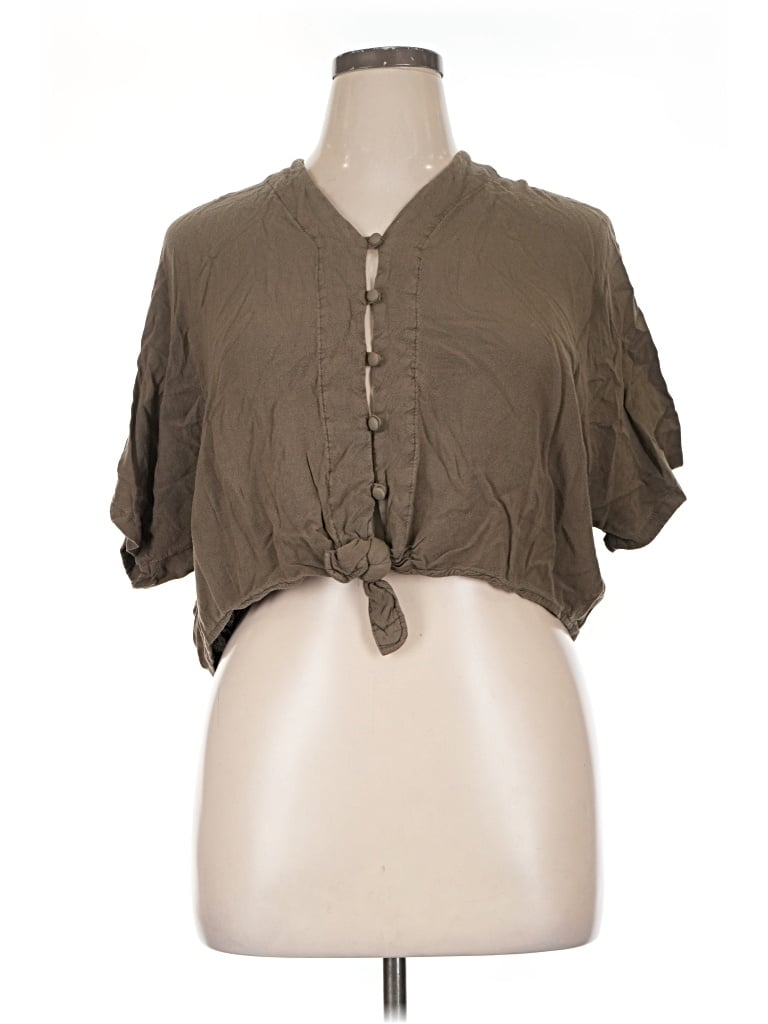 Pre-owned Sim & Sam Short Sleeve Blouse In Brown