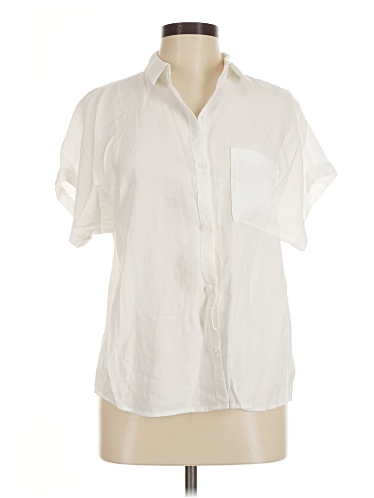 Pre-owned Cloth & Stone Short Sleeve Blouse In Ivory