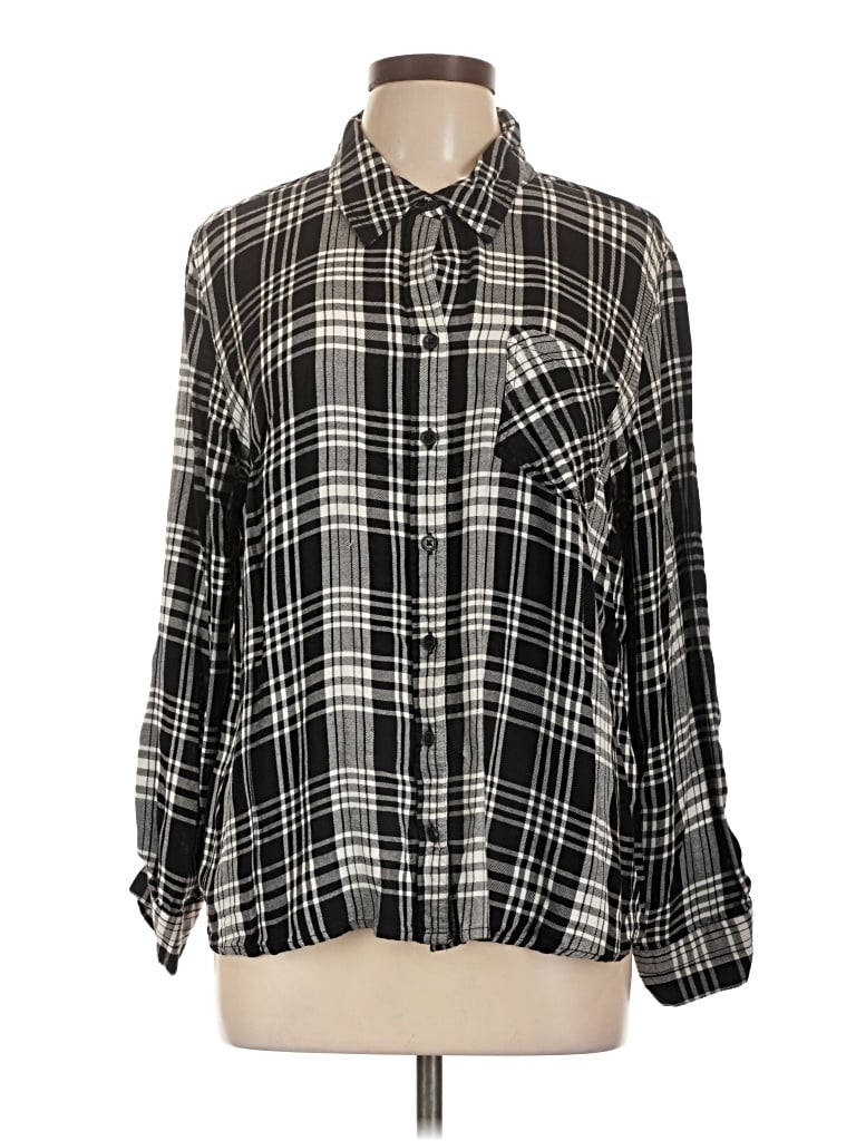 Pre-owned Style & Co Long Sleeve Button Down Shirt In Black