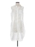 Neiman Marcus Ivory Sleeveless Button-Down Shirt Size S - photo 1