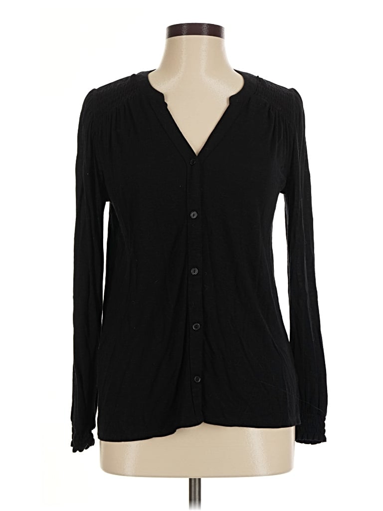 Pre-owned Knox Rose Long Sleeve Top Black Plunge Neckline Tops