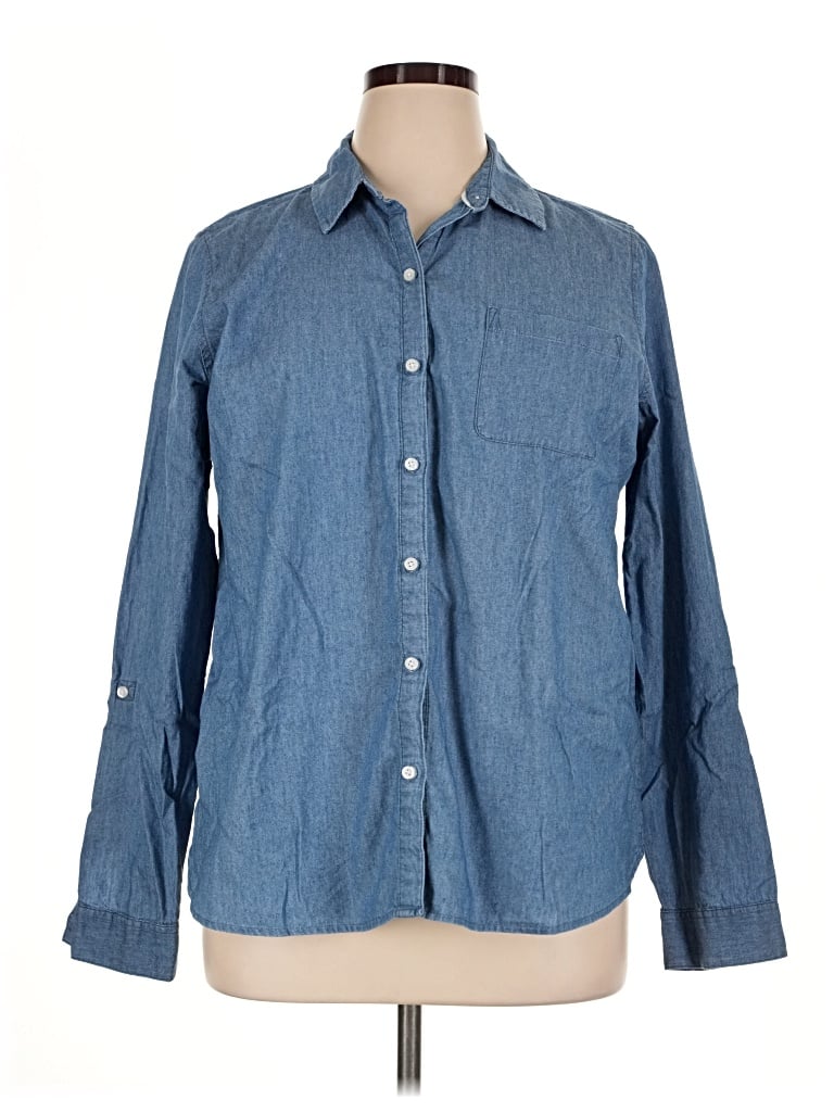 Pre-owned Croft & Barrow Long Sleeve Button Down Shirt In Blue