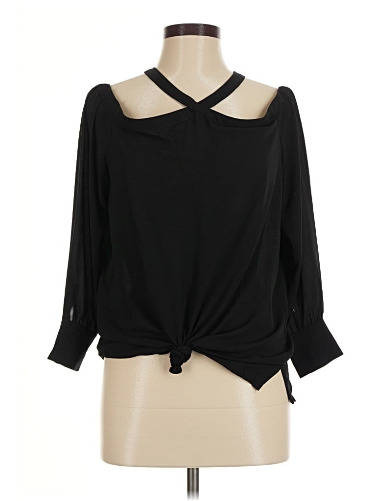 Pre-owned Ann Taylor Loft 3/4 Sleeve Blouse In Black