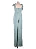 Azazie 100% Polyester Metallic Teal Jumpsuit Size 4 - photo 2