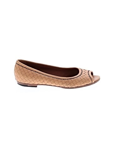 Bottega Veneta Intrecciato Leather Peep Toe Flats (view 1)