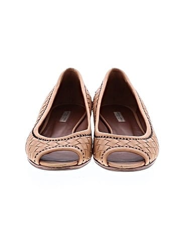 Bottega Veneta Intrecciato Leather Peep Toe Flats (view 2)