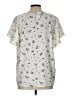 Ann Taylor 100% Polyester Ivory Short Sleeve Blouse Size L - photo 2