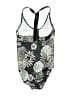 JoyLab Print Black One Piece Swimsuit Size S - photo 2