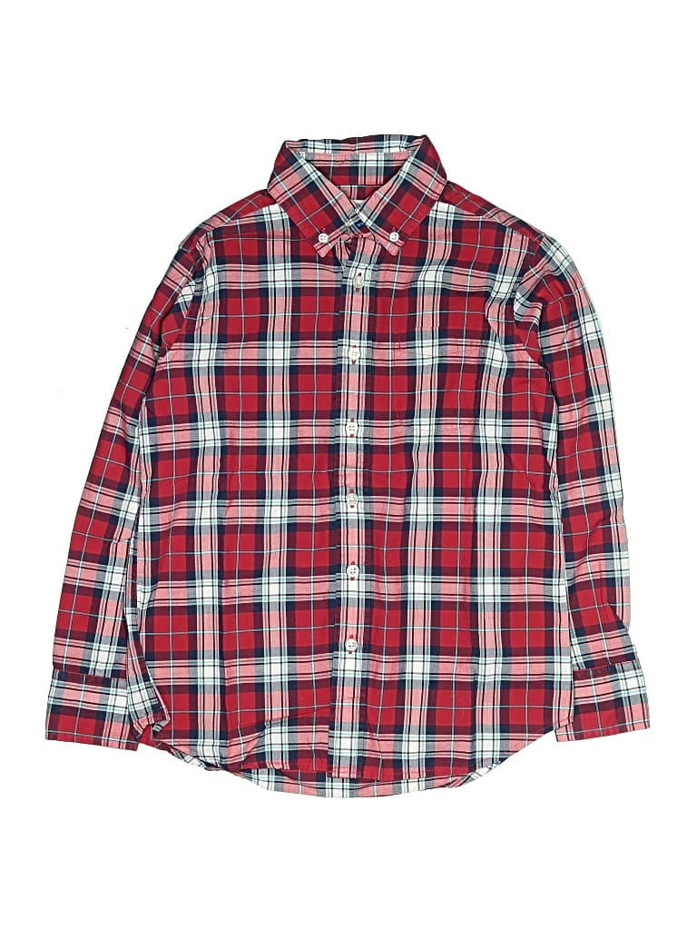 Pre-owned Lands' End Kids' Long Sleeve Button Down Shirt In Red