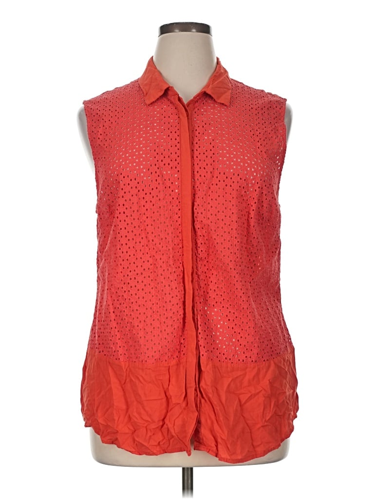 Pre-owned Long Tall Sally Sleeveless Button Down Shirt In Orange