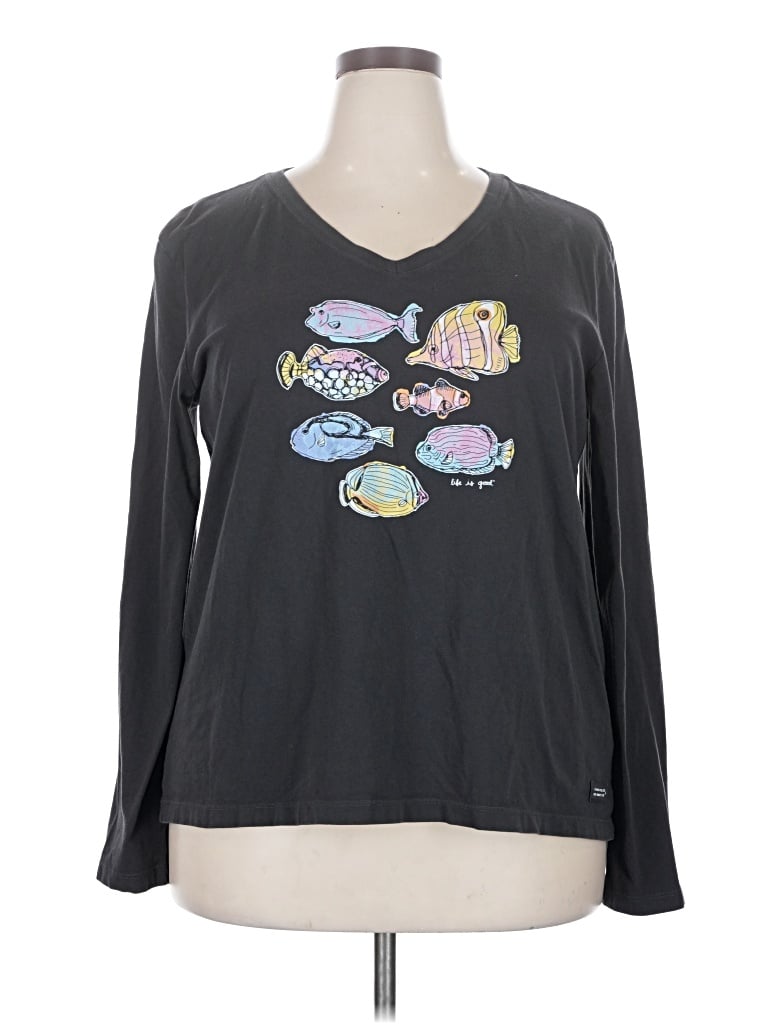 Pre-owned Life Is Good Long Sleeve T-shirt In Gray