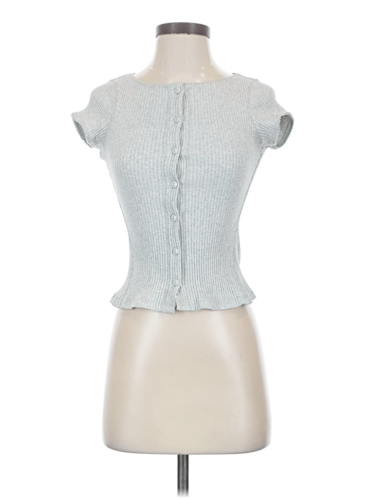 Assorted Brands Short Sleeve Top Gray Sweetheart Neckline Tops