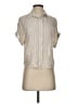Japna 100% Rayon Stripes Tan Short Sleeve Blouse Size S - photo 1