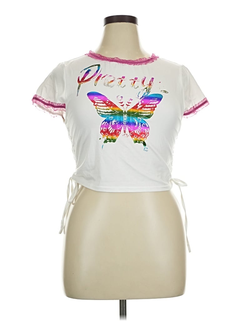 Pre-owned Shein Curve Short Sleeve T-shirt In Ivory
