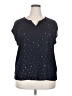 Papermoon Stars Black Blue Short Sleeve Blouse Size 2X - photo 1