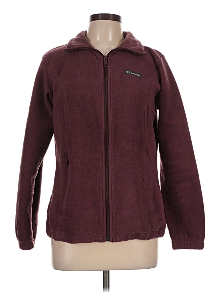 Pre-owned Columbia Fleece Jacket In Burgundy