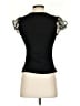 Unbranded Floral Solid Black Short Sleeve Top Size S - photo 2