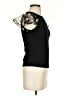 Unbranded Floral Solid Black Short Sleeve Top Size S - photo 4