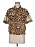 DKNY 100% Polyester Animal Print Brown Short Sleeve Blouse Size M - photo 1