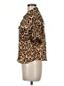 DKNY 100% Polyester Animal Print Brown Short Sleeve Blouse Size M - photo 5