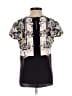 Erdem 100% Silk Floral Black Short Sleeve Silk Top Size 4 - photo 2