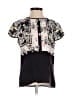 Erdem 100% Silk Floral Black Short Sleeve Silk Top Size 4 - photo 1