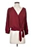 Japna 100% Polyester Burgundy 3/4 Sleeve Blouse Size S - photo 1