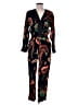 Something Navy 100% Viscose Graphic Black Jumpsuit Size S - photo 2