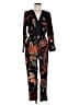 Something Navy 100% Viscose Graphic Black Jumpsuit Size S - photo 1