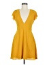 Express 100% Polyester Solid Yellow Casual Dress Size 6 - photo 1