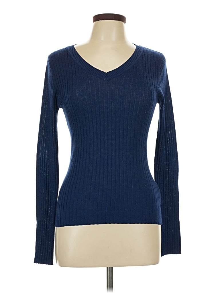 Pre-owned Hype Long Sleeve Top Blue V-neck Tops