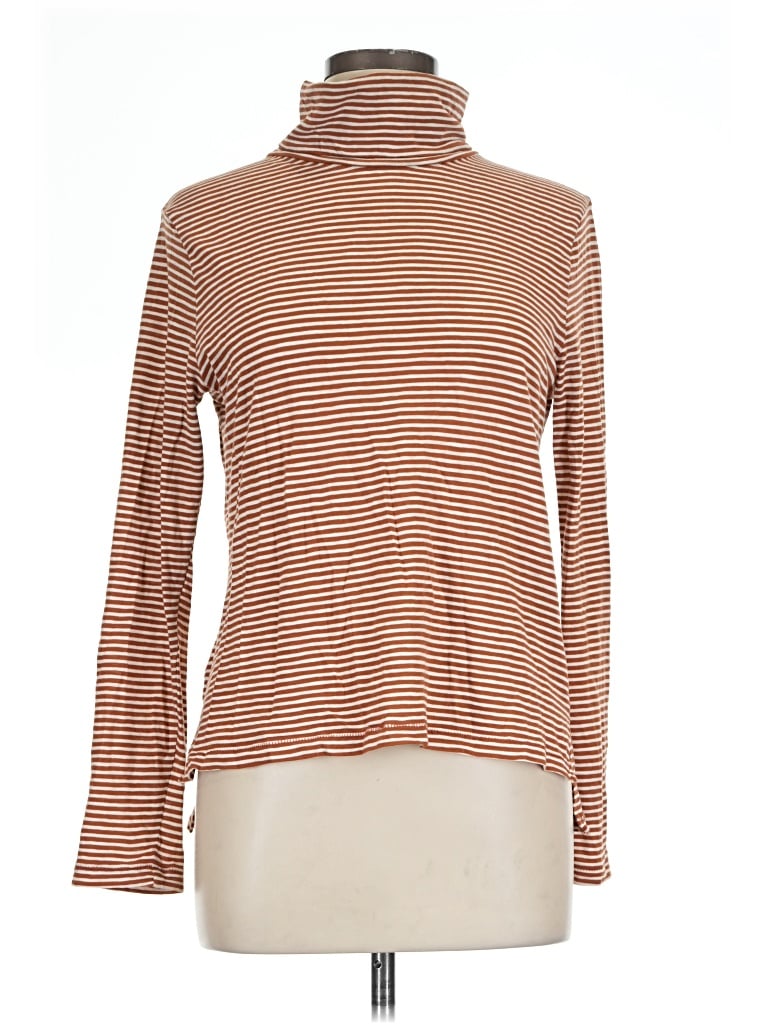 Pre-owned Madewell Long Sleeve Top Brown Turtleneck Tops