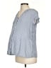 Isabel Maternity 100% Rayon Stripes Blue Short Sleeve Blouse Size XS Maternity - photo 1