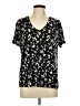 Nine West Floral Black Short Sleeve Henley Size L - photo 1