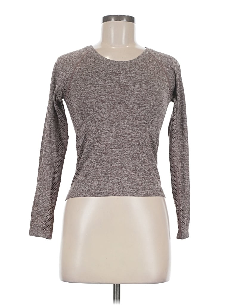 Pre-owned Unbranded Long Sleeve Top Gray Crew Neck Tops