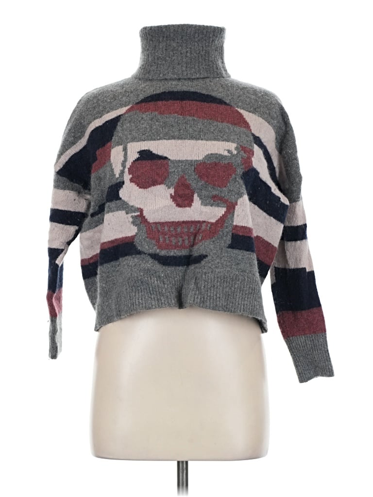 Pre-owned Skull Cashmere Turtleneck Sweater In Gray