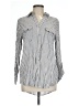 Korye 100% Rayon Stripes Silver Long Sleeve Button-Down Shirt Size L - photo 1