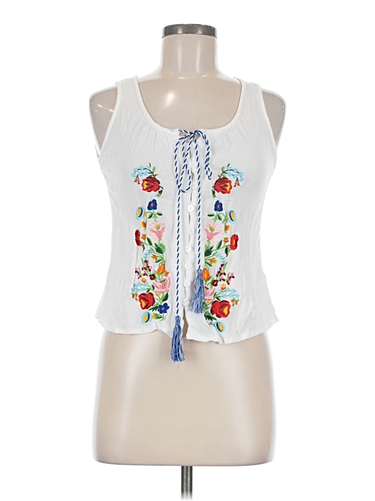 Pre-owned Unbranded Sleeveless Blouse In White