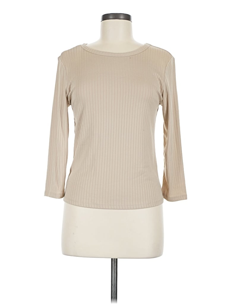 Pre-owned Adrienne Vittadini 3/4 Sleeve T-shirt In Tan
