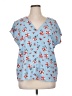 Hilary Radley Blue Short Sleeve Blouse Size XL - photo 1