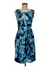 Perceptions 100% Polyester Print Blue Cocktail Dress Size 8 - photo 1