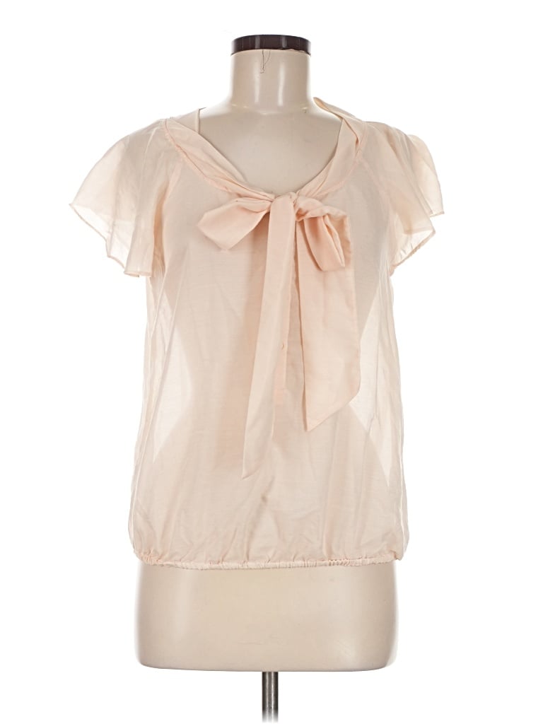 Pre-owned H&m Short Sleeve Blouse In Ivory