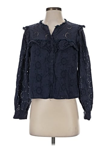 Aqua Long Sleeve Blouse (view 1)